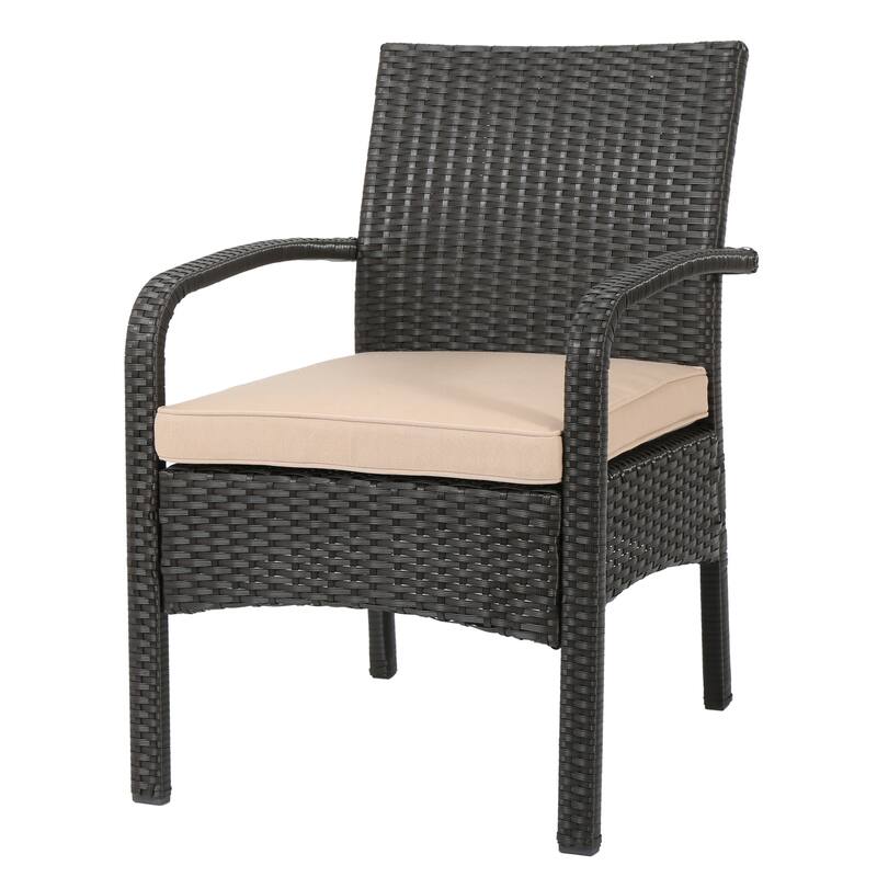 Roomfitters Cordoba Outdoor Wicker Club Chair with Water Resistant Cushions, Patio Armchair, Brown and Tan - Single Unit