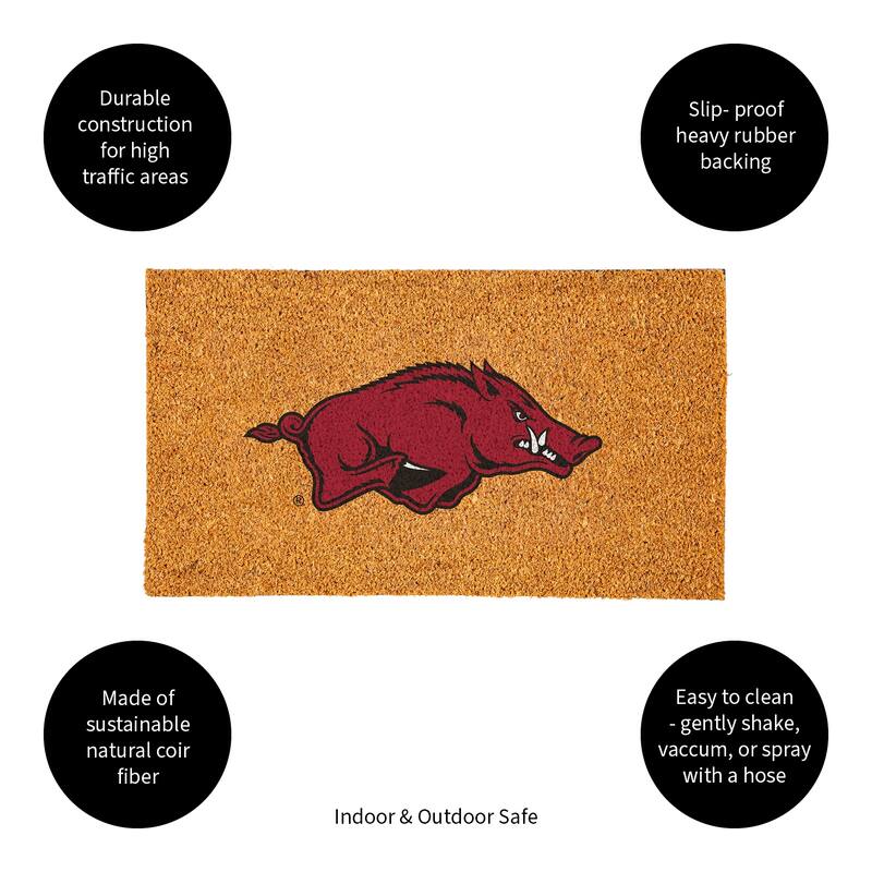Coir Door Mat, 16"x 28", University of Arkansas - 28" x 16"