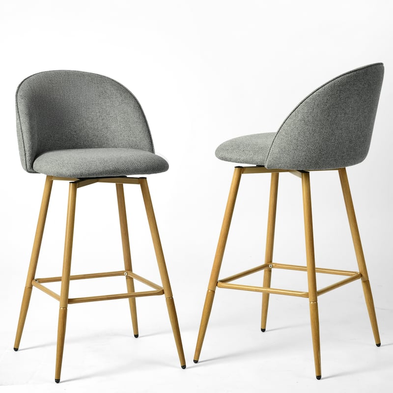 Homy Casa Upholstered Counter Stools with Curved Back and Metal Legs for Kitchen Islands,Breakfast Bars