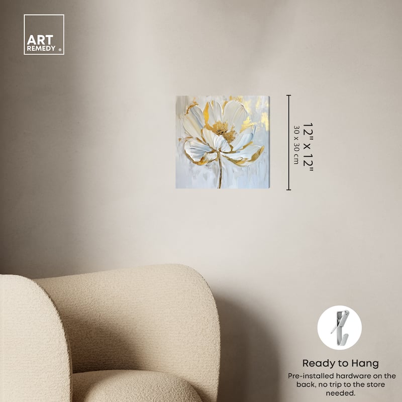 Art Remedy Gold Magnolia II Floral Fine 1 Piece Canvas Wall Art