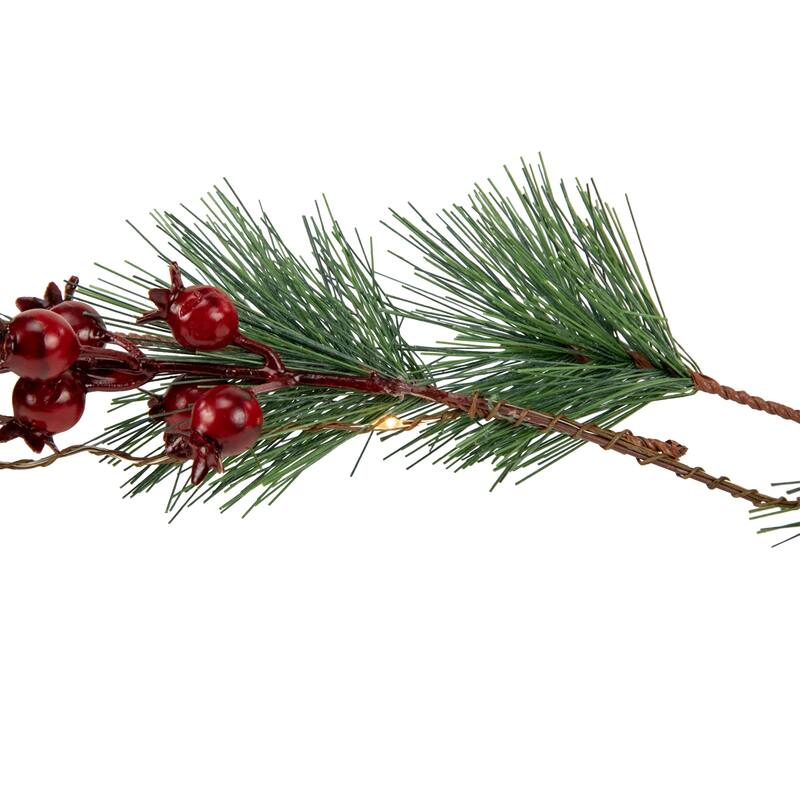 6.5' Pine and Berry Artificial Christmas Garland, Warm White LED