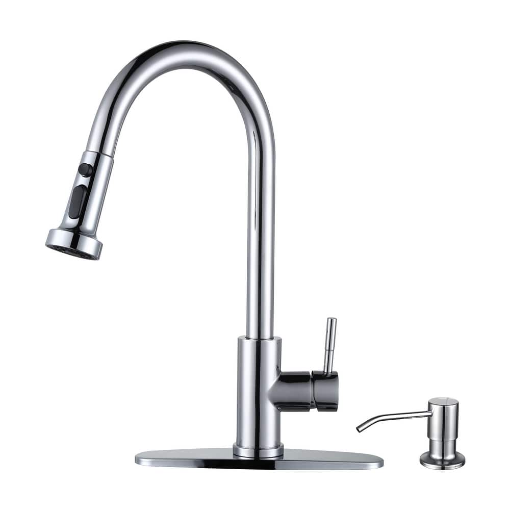 WOWOW Pull-Down Sprayer Kitchen Faucet with Soap Dispenser