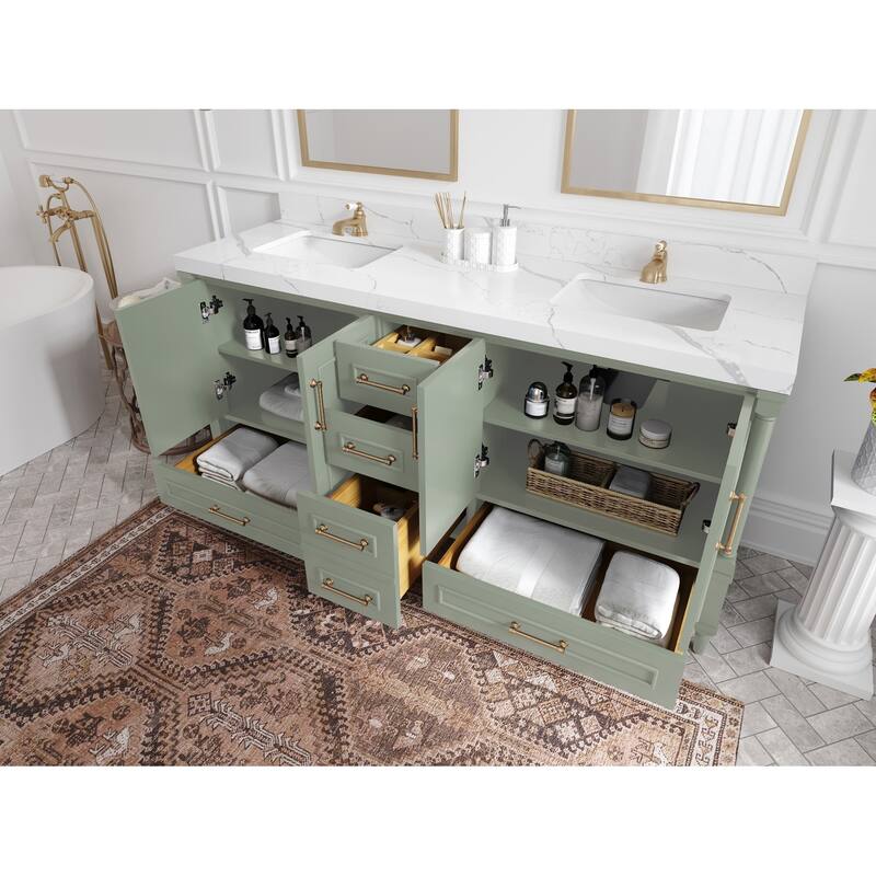 Willow Collections 72 in. W x 22 in. D Aberdeen Double Sink Bathroom Vanity with Countertops
