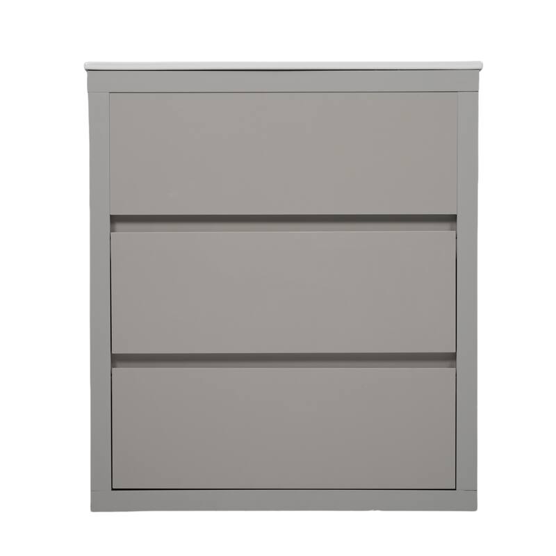 30" Vanity with Sink and 2 Full-Extension Drawers,Freestanding Vanity with 45°,Soft Close Undermount Drawer Slides