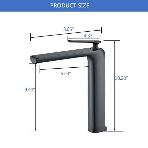 BATHLET Single Hole Single Handle Vessel Sink Faucet in Matte Black
