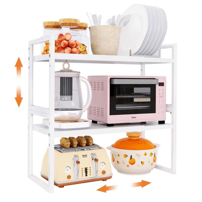Kitchen Countertop Organizer - 9"D x 17"W x 3.7"H - White, 2 Pack