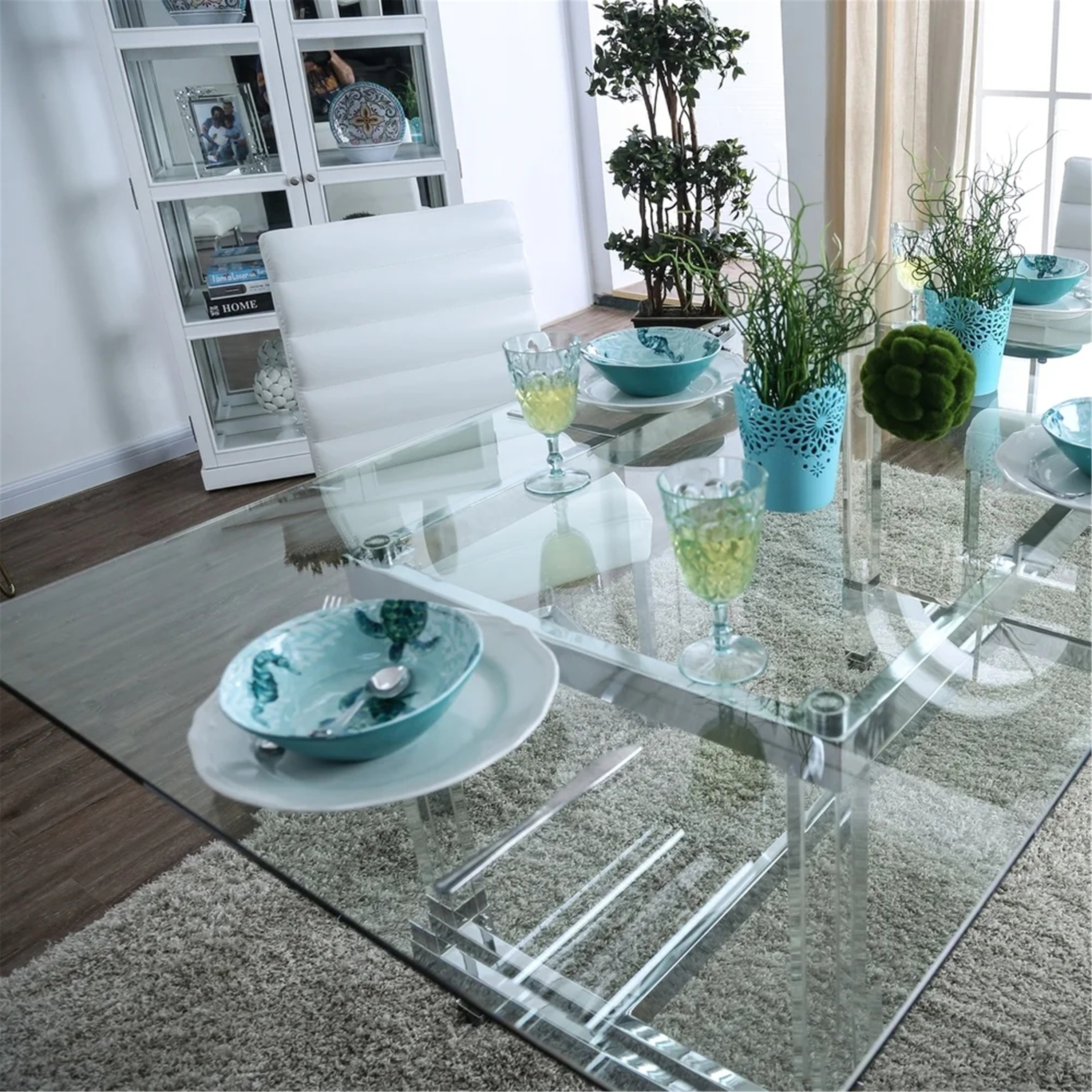 Silver orchid falconetti acrylic and glass dining table new arrivals