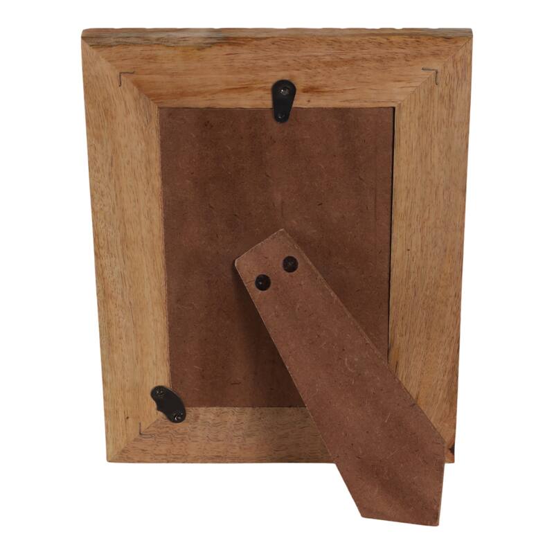 Wood Glass Picture Frame Carved Texture for Home Display - 4x6" Brown