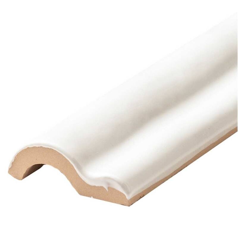 The Tile Life Talavera 2x6 White Ceramic Chair Rail Wall Tile - 2 x 6 - 1 Piece