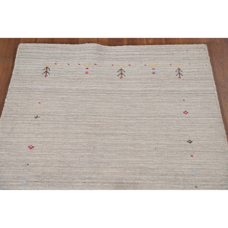 Tribal Beige Gabbeh Runner Rug Hand-knotted Wool Carpet - 2'2"x 9'8"
