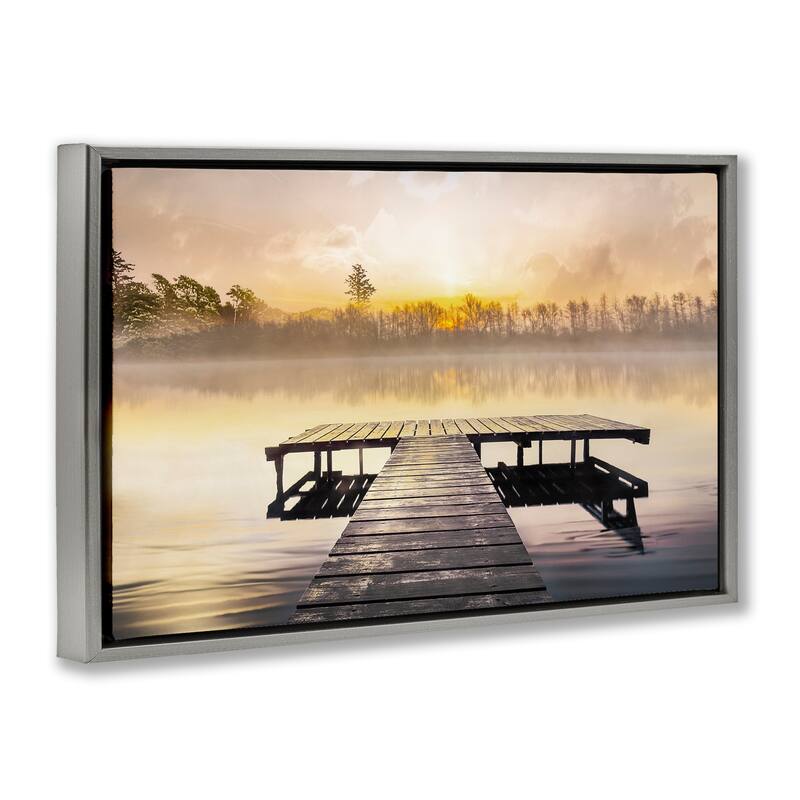 Stupell Summer Sunrise Dock Framed Floater Canvas Wall Art Design By Mike Calascibetta