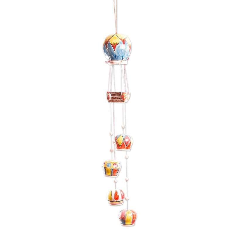 NOVICA Handmade Balloon Brigade Ceramic Wind Chime