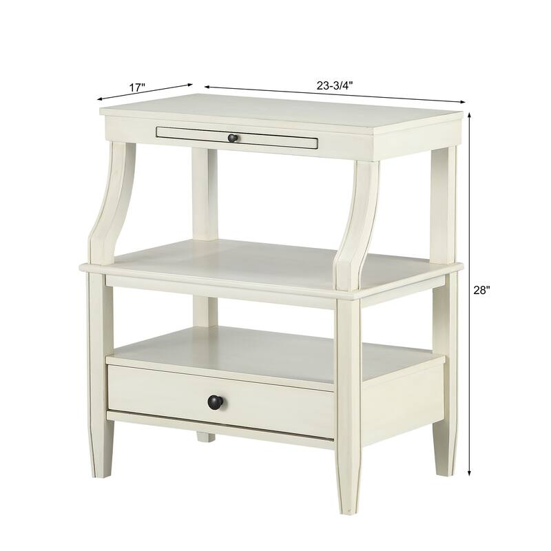Classic Antique White Storage Nightstand with Elegant Design and Practical Functionality