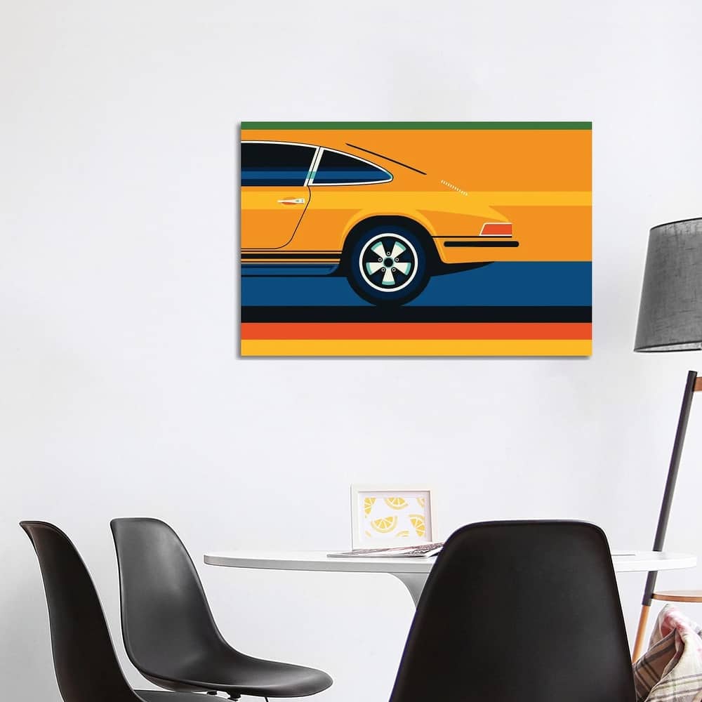 iCanvas "Orange Vintage Sports Car Side Back" by Bo Lundberg Canvas Print
