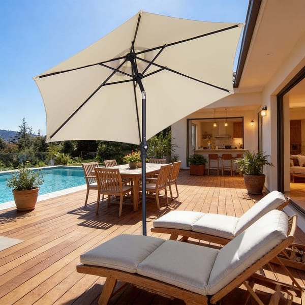 11 ft. led round offset outdoor patio umbrella PURPLE LEAF 11 ft Double Top LED Round Patio Cantilever Umbrella -  Overstock