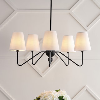 Signe 32" 5-Light Classic Minimalist Iron Inverted Gourd LED Chandelier, Black by JONATHAN Y