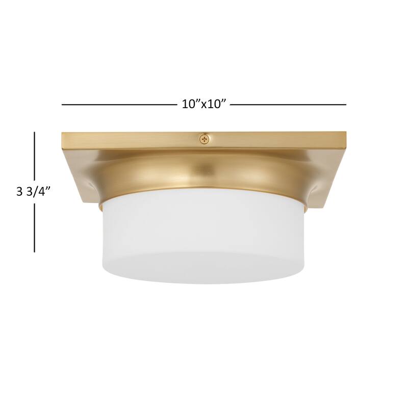 Aura 10" Antique Brass LED Flush Mount Ceiling Light