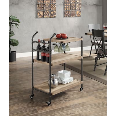 Brantley Oak & Sandy Black Finish Serving cart