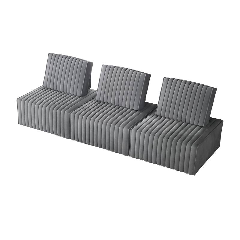 CraftPorch 3-Pieces Contemporary Clean-Line Linen Upholstered - 3 Piece - Light Grey