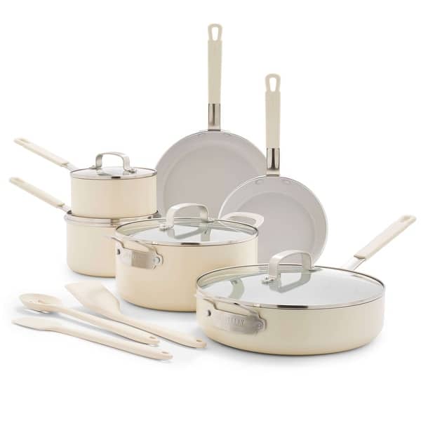 slide 2 of 12, Bobby Flay by GreenPan Professional Grade Ceramic Nonstick 13-Piece Cookware Set Cream White - 13 Piece