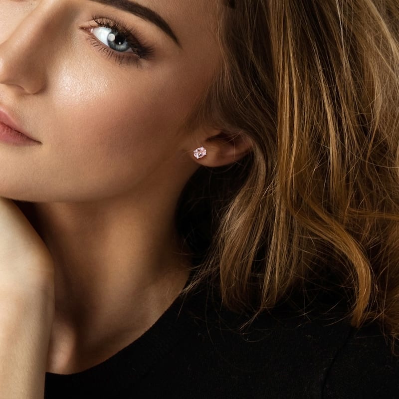 Miadora Oval-cut Morganite Solitaire Stud Earrings in 14k White Gold