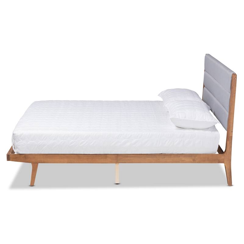 Jarlan Transitional Fabric Upholstered Wood Platform Bed-Light Grey
