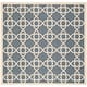 SAFAVIEH Courtyard Lawanda Trellis Indoor/ Outdoor Waterproof Patio Backyard Rug - 4' x 4' Square - Navy/Beige