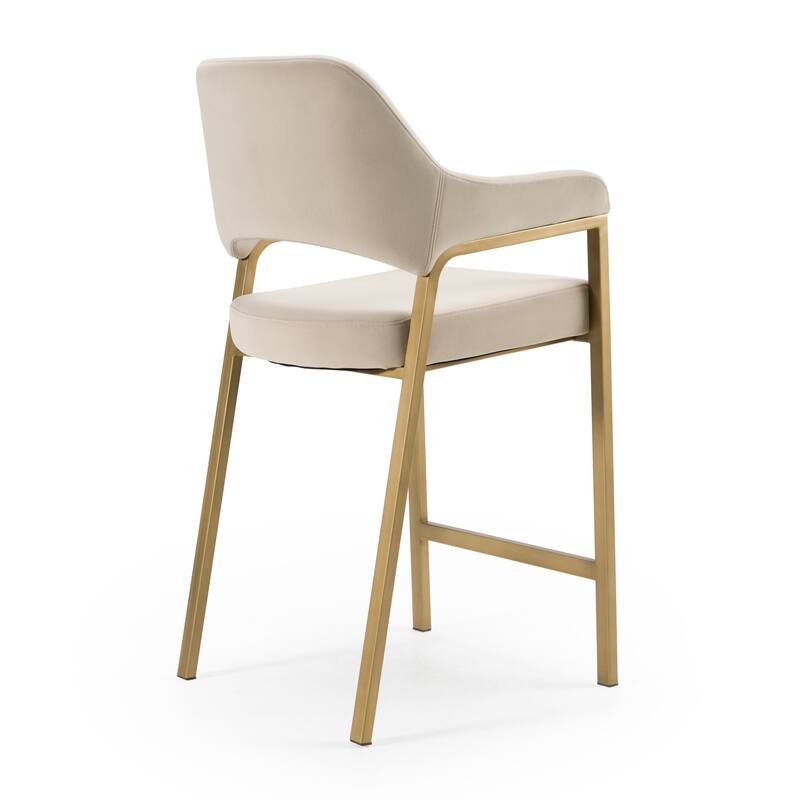 Modrest George Modern Beige Fabric & Antique Brass Counter Chair