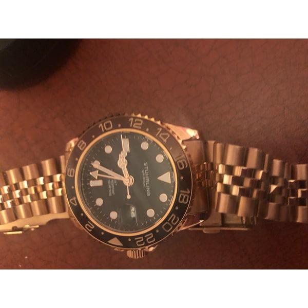 stuhrling original men's gmt stainless steel bracelet watch