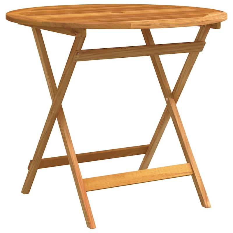 vidaXL Folding Patio Table Ø35.4"x29.5" Solid Eucalyptus Wood
