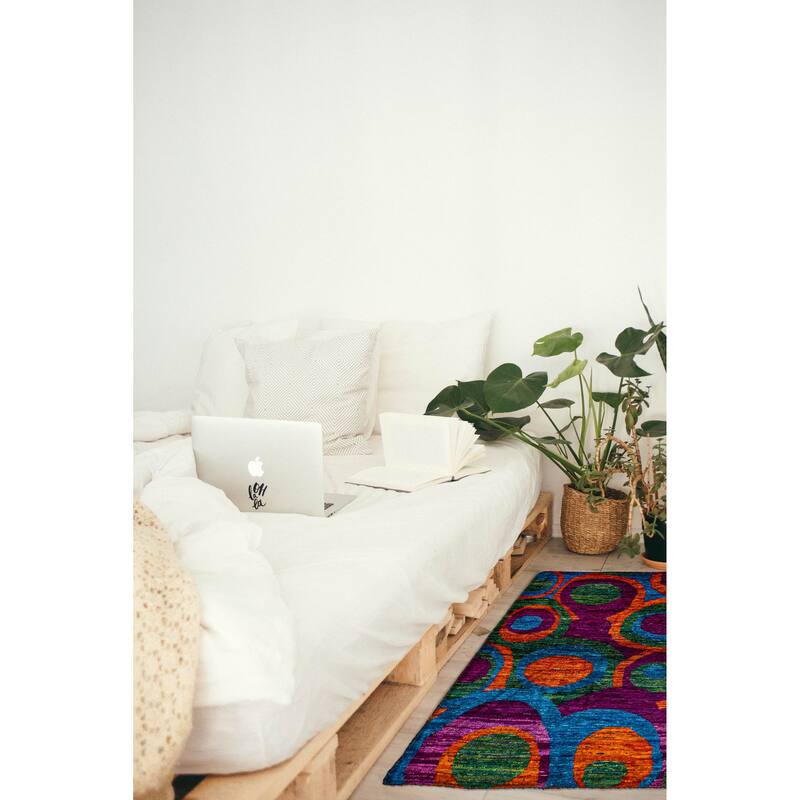 ECARPETGALLERY Hand-knotted Opulence Blue Silk Rug - 3'11 x 6'0