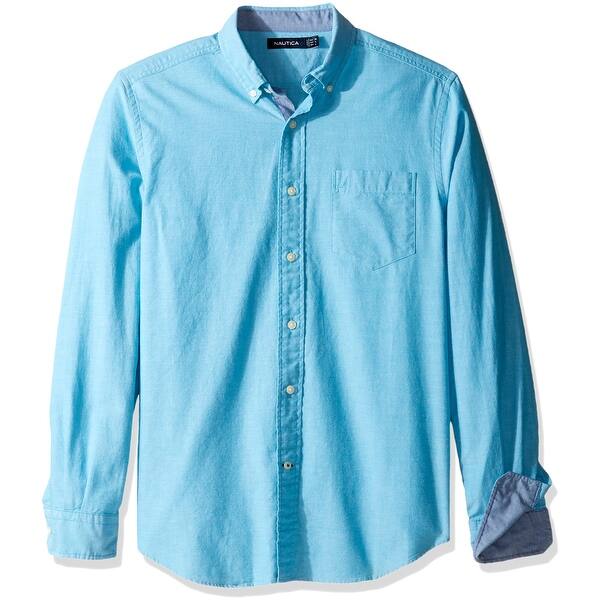 Shop Nautica Calypso Blue Mens Size Large L Button Down Cotton
