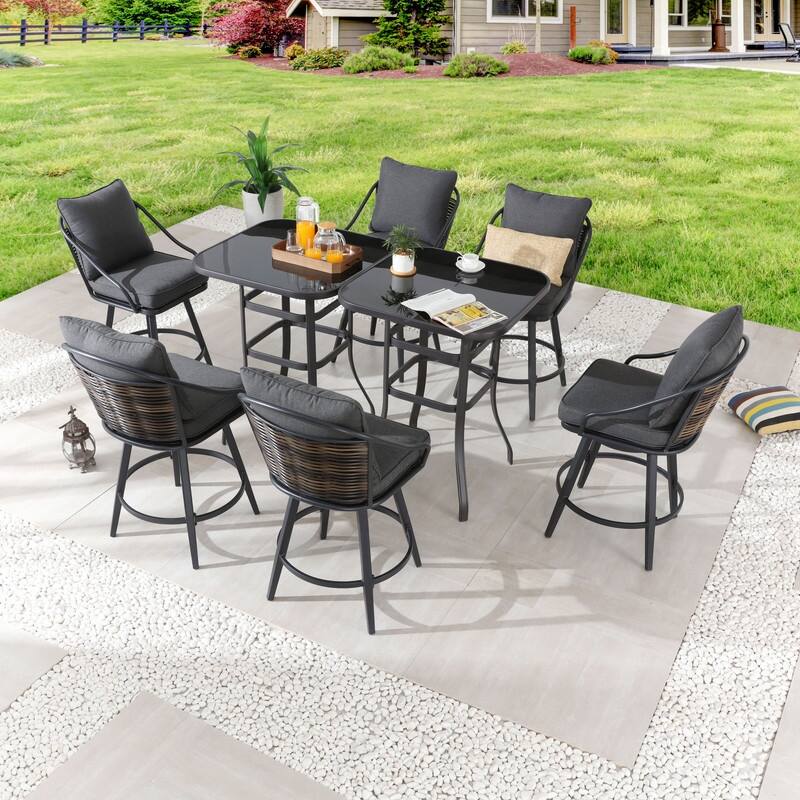 Patio Festival 8-Piece Outdoor Bar Height Dining Set with Cushions
