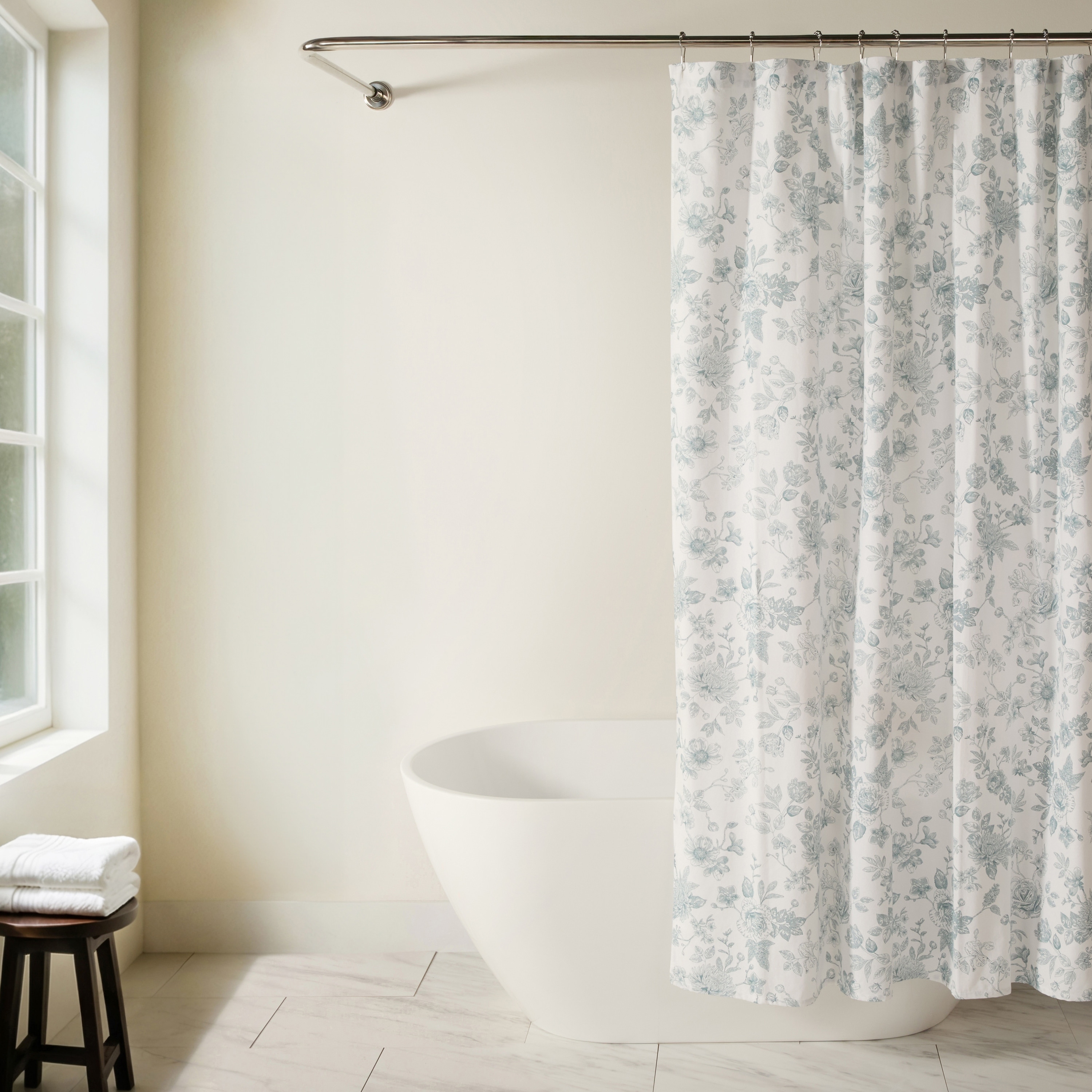 Becky Cameron Cotton-Rich Blend Floral Print Shower Curtain