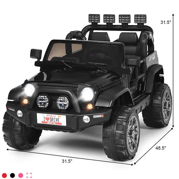 dimension image slide 1 of 5, Costway 12V Kids Ride On Car 2 Seater Truck RC Electric Vehicles w/ - 48.5"X31.5"X31.5"