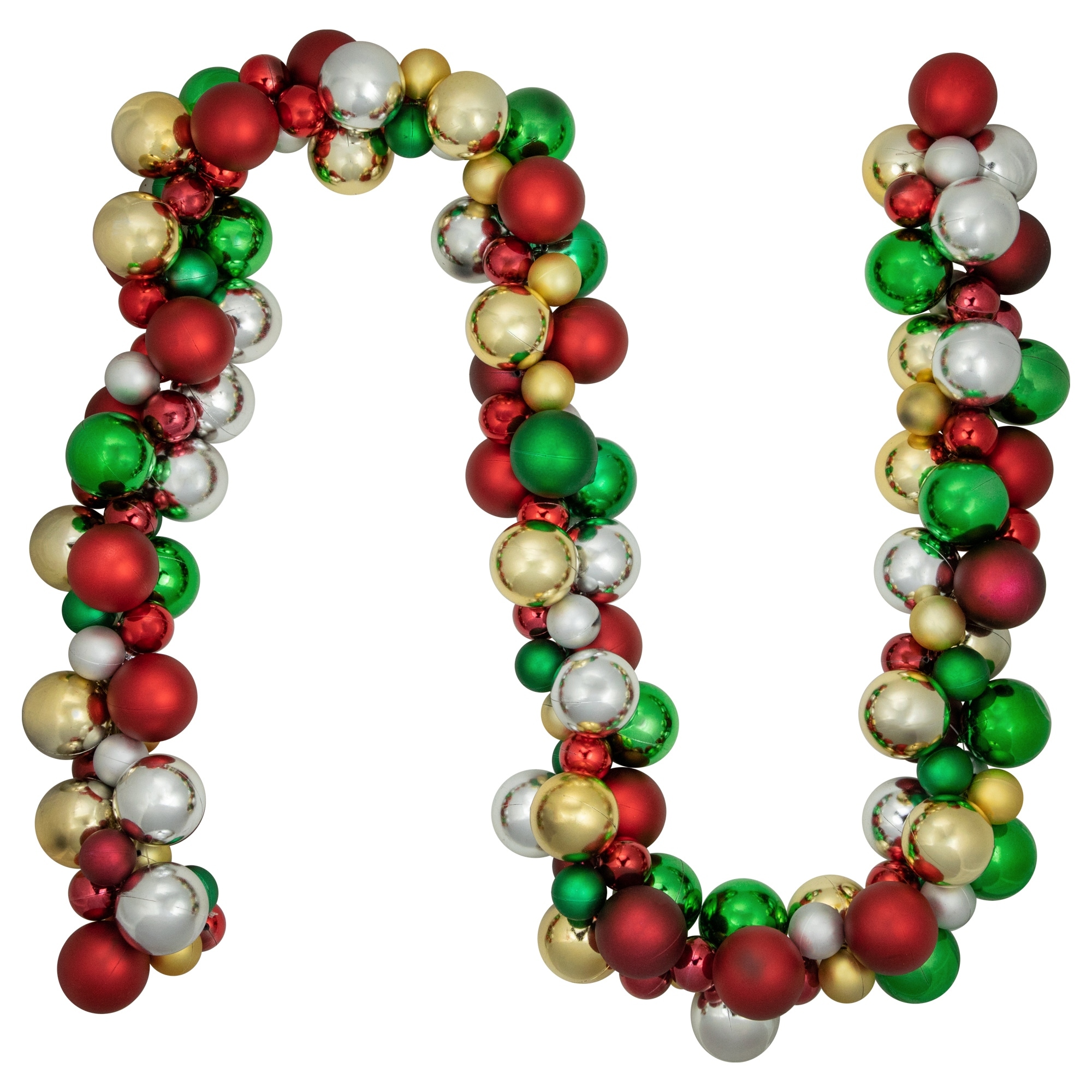 2-Finish Shatterproof Traditional Ball Garland 6' x 3.5" Multi-Color