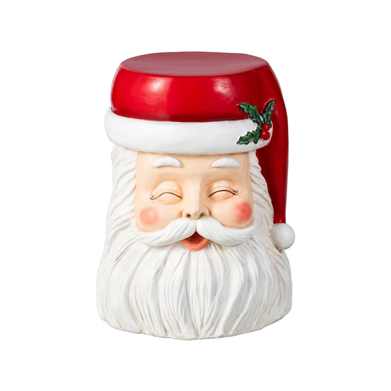 Glitzhome Christmas MGO Santa Snowman Home Stools or Accent Side Table - 16.5"H Santa
