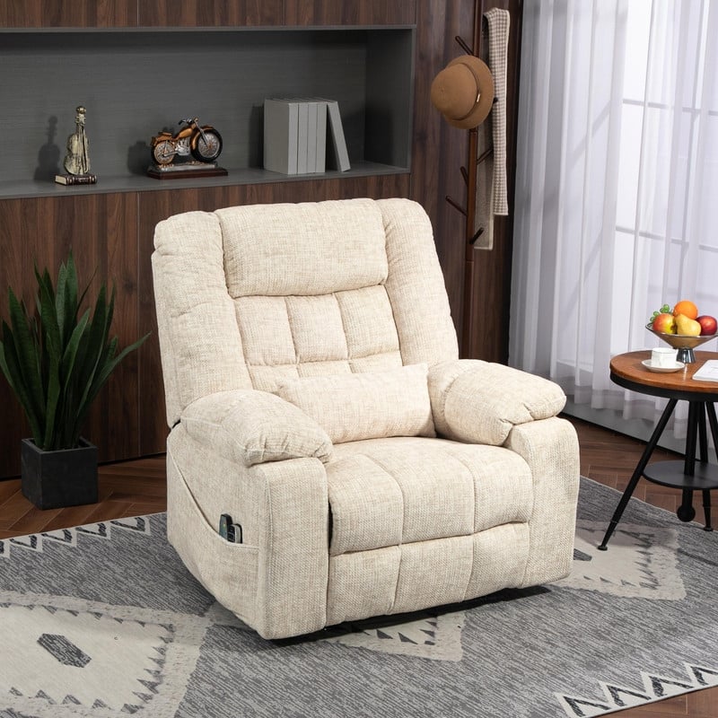 Flatship 4 Motors Power Lift Recliner,Adjustable Headrest Oversized Recliner Chair with Heat/Massage