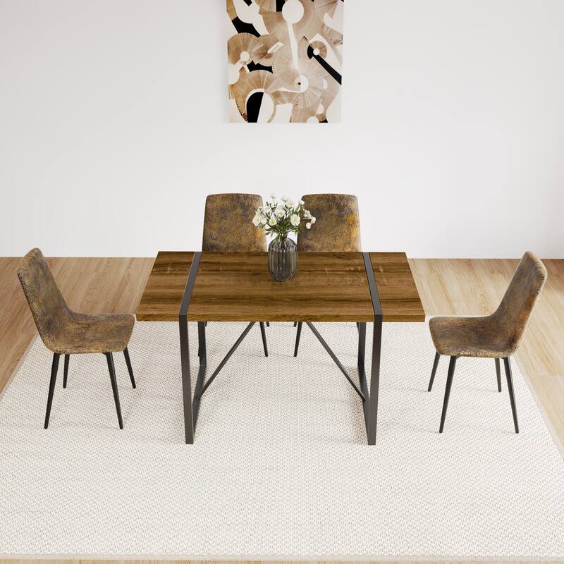 Mid Century Wooden Kitchen Table Set for Restaurant 5 Piece Sets