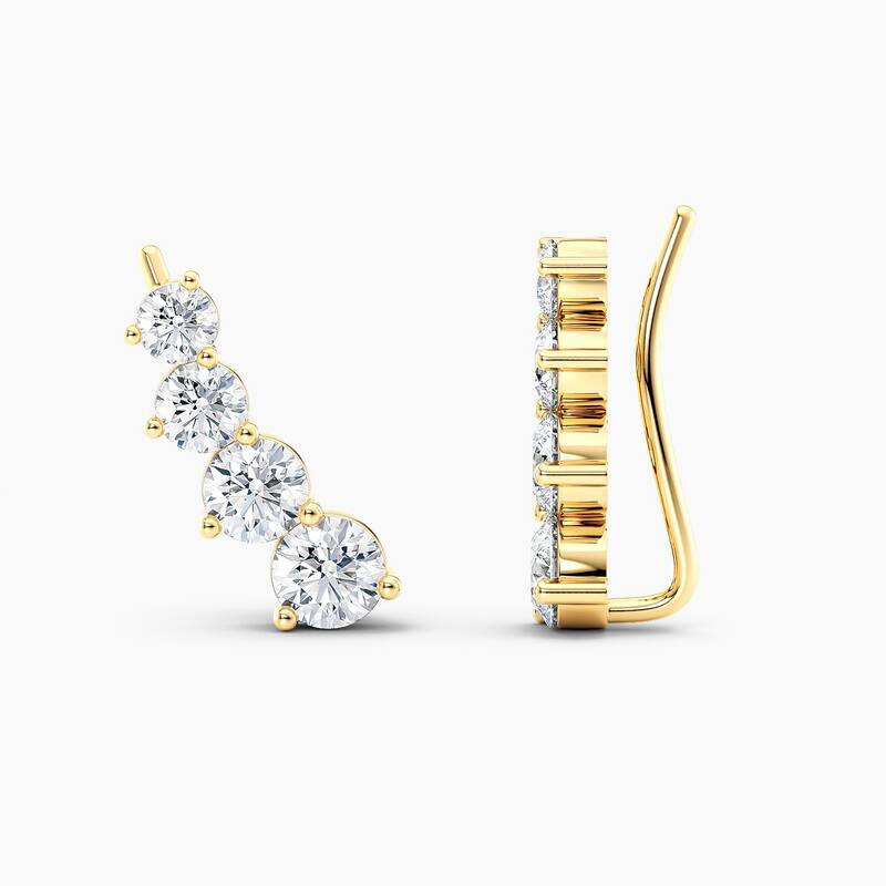 Auriya 1 1/2ctw Round Lab Grown Diamond Climber Earrings 14-karat Gold (E-F, VS1-VS2)