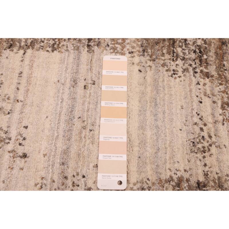 ECARPETGALLERY Hand Loomed Elysian Ivory, Taupe Wool Rug - 8'0 x 9'11