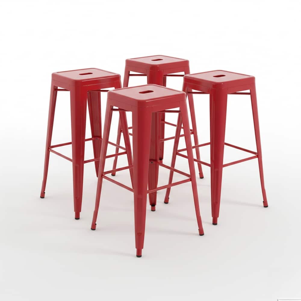 AC Pacific 30 Inch Industrial Stackable Metal BarStools Set of 2