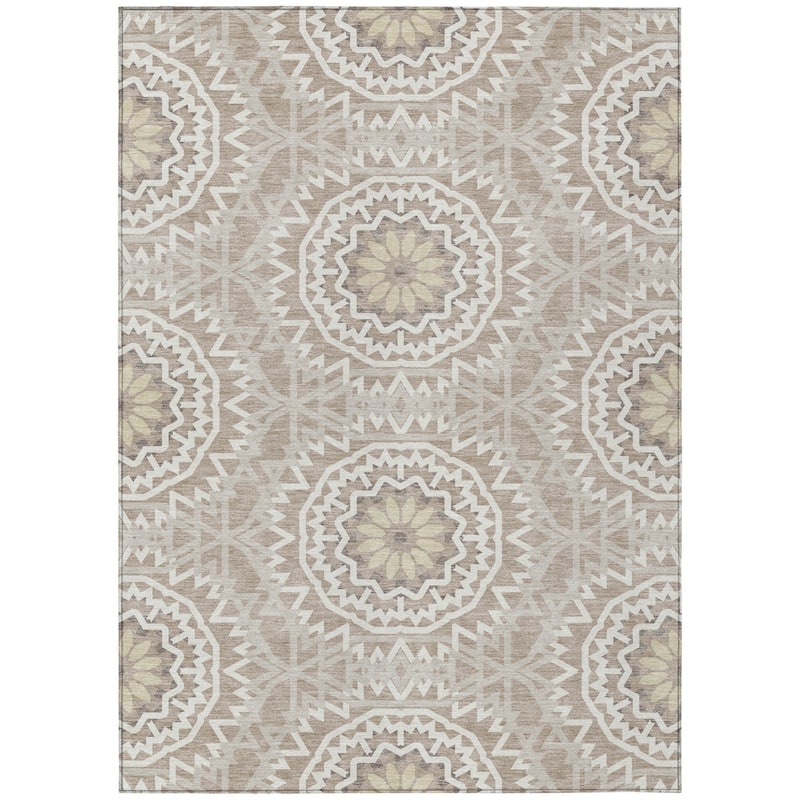 HomeRoots Floral Medallion Transitional Rectangle Outdoor Rug