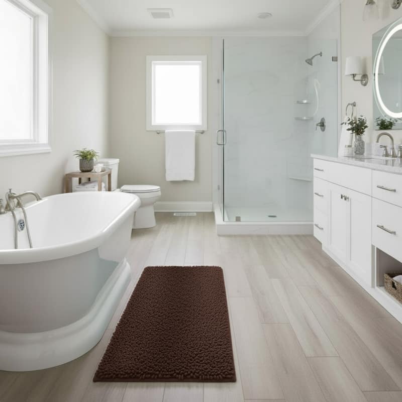 58x24-Inch Bathroom Runner with Non-Slip Backing - Absorbent High-Pile Chenille Memory Foam Bathroom Rug by Windsor Home