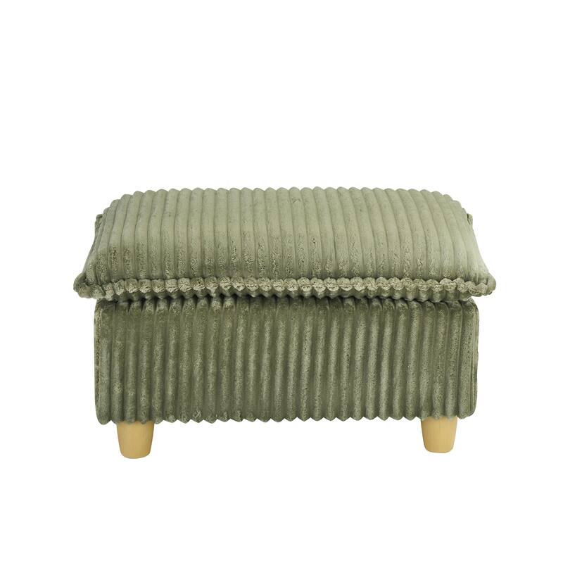 Single Sofa with Ottoman, Comfy Corduroy Upholstered Armchair, Lounge Chair with Throw Pillows for Living Room, Balcony