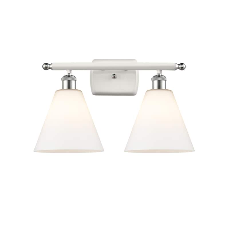Innovations Lighting 516-2W-11-18 Berkshire Vanity Berkshire 2 Light - White and Polished Chrome / Matte White