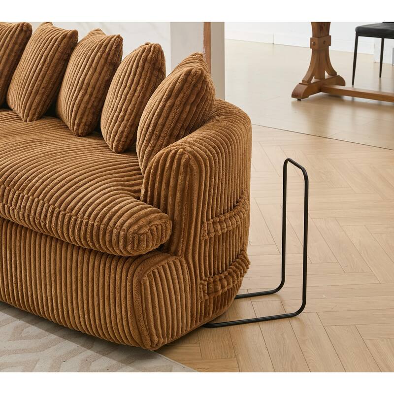 127" Modular Sectional Upholstered Sofa, L Shaped Couch with 10 Pillows, Modern Curved Couches with Left Chaise Lounge