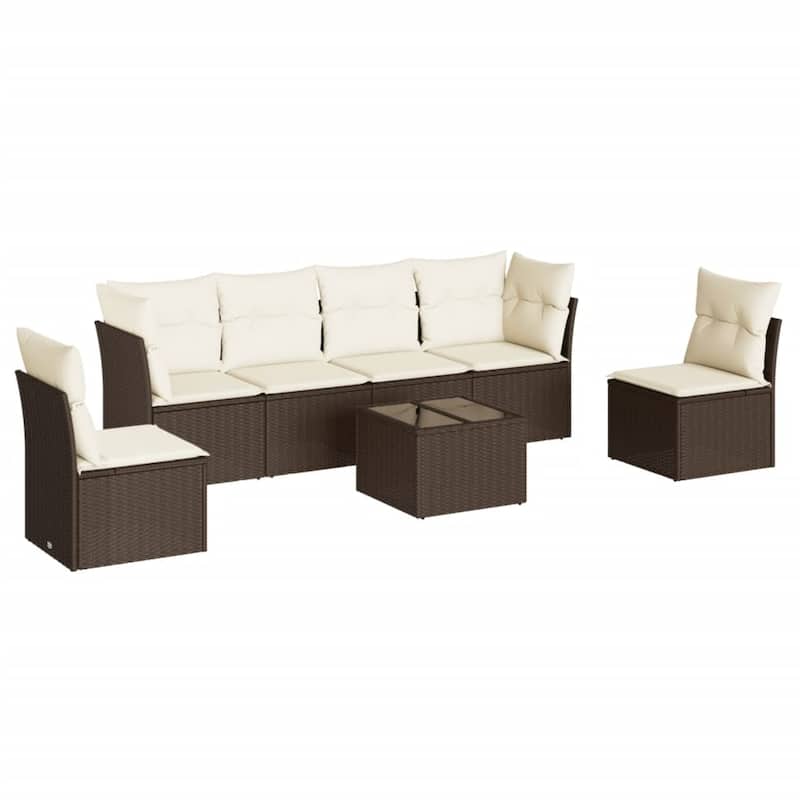 vidaXL Garden Sofa Set Brown PE Rattan Large Modular Garden Sofa Set - 21.7 x 21.7 x 14.6
