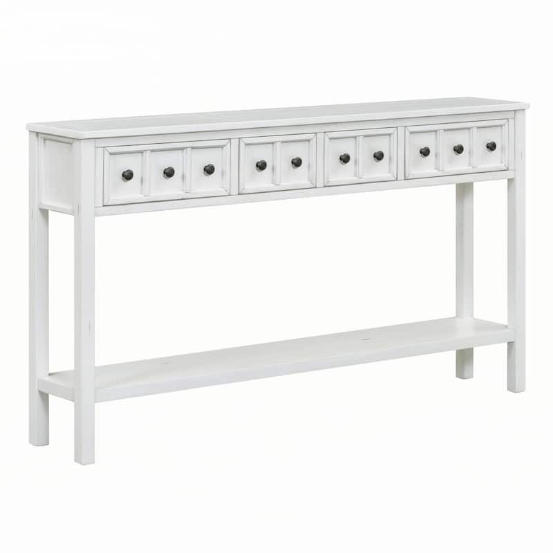 Rustic Entryway Console Table(Antique White)