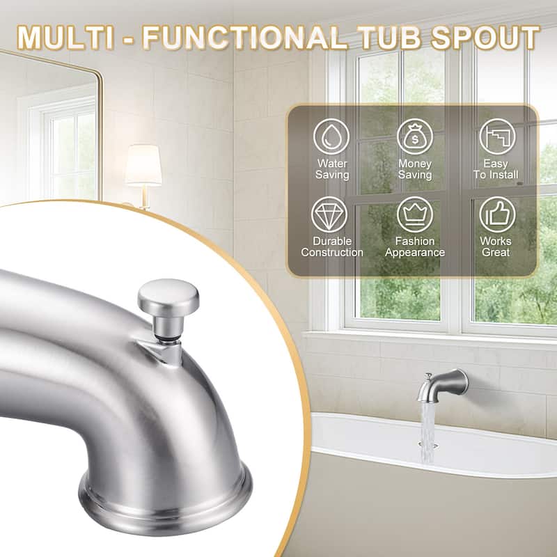 WOWOW Modern Style Bathtub Spout with Integrated Diverter